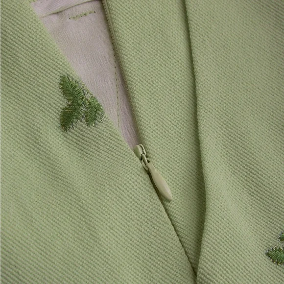 Cider Green Wide Leg Pants with Floral Embroidery - Picture 4 of 6